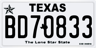 TX license plate BD70833