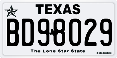 TX license plate BD98029