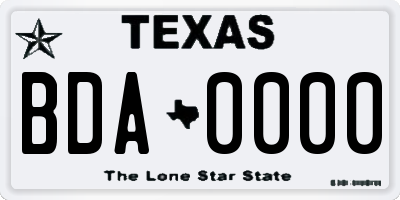 TX license plate BDA0000