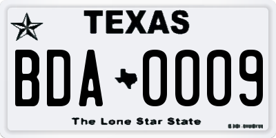 TX license plate BDA0009