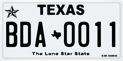 TX license plate BDA0011