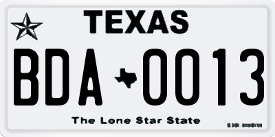 TX license plate BDA0013