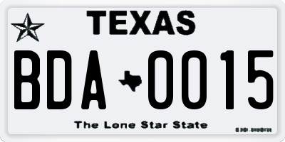 TX license plate BDA0015