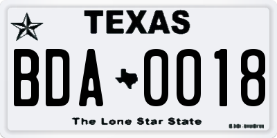 TX license plate BDA0018