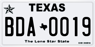 TX license plate BDA0019