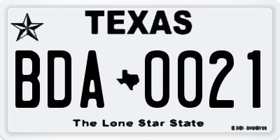 TX license plate BDA0021