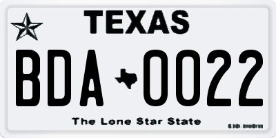 TX license plate BDA0022