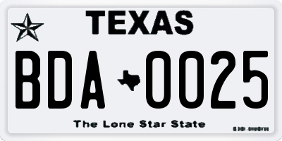 TX license plate BDA0025