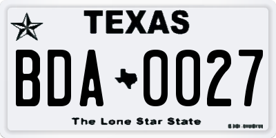 TX license plate BDA0027