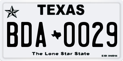 TX license plate BDA0029