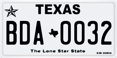 TX license plate BDA0032