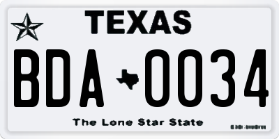 TX license plate BDA0034