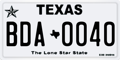 TX license plate BDA0040