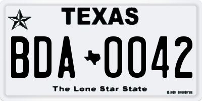 TX license plate BDA0042