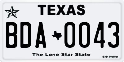 TX license plate BDA0043