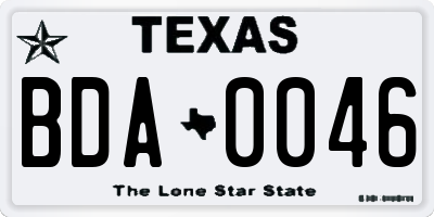 TX license plate BDA0046
