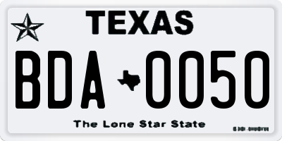 TX license plate BDA0050