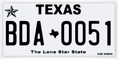 TX license plate BDA0051