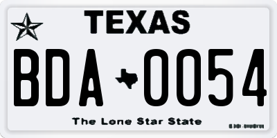 TX license plate BDA0054