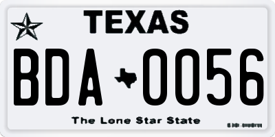 TX license plate BDA0056