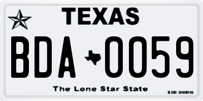 TX license plate BDA0059