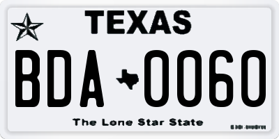 TX license plate BDA0060