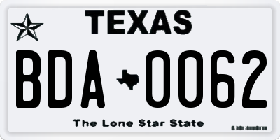 TX license plate BDA0062