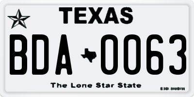 TX license plate BDA0063