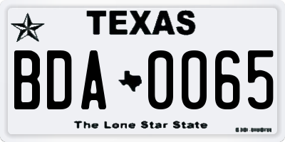 TX license plate BDA0065