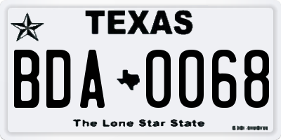 TX license plate BDA0068