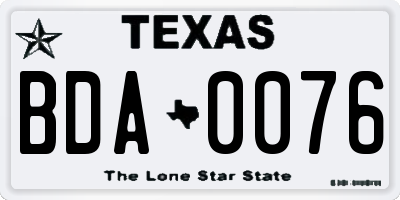 TX license plate BDA0076