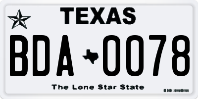 TX license plate BDA0078