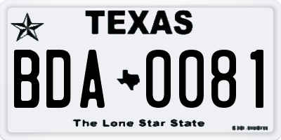 TX license plate BDA0081