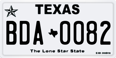 TX license plate BDA0082
