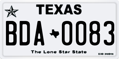 TX license plate BDA0083