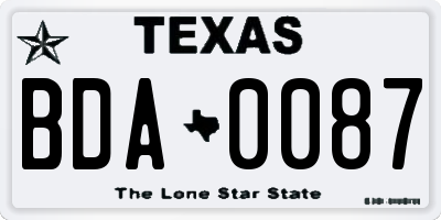 TX license plate BDA0087