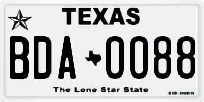 TX license plate BDA0088