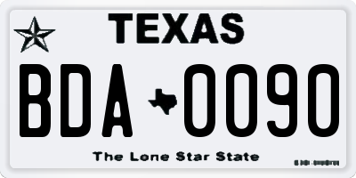 TX license plate BDA0090