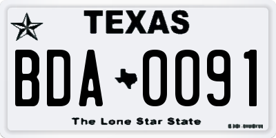 TX license plate BDA0091