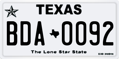 TX license plate BDA0092
