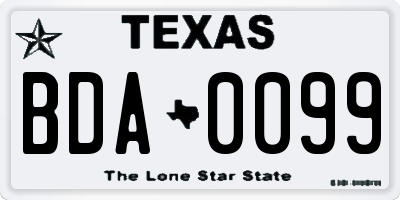 TX license plate BDA0099