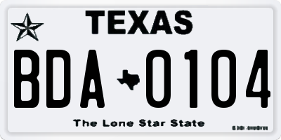 TX license plate BDA0104