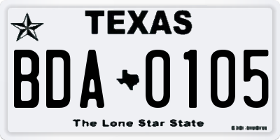 TX license plate BDA0105
