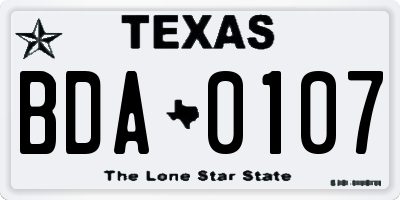 TX license plate BDA0107