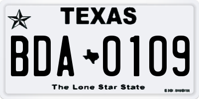 TX license plate BDA0109
