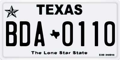 TX license plate BDA0110