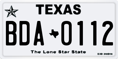 TX license plate BDA0112