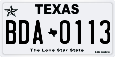 TX license plate BDA0113