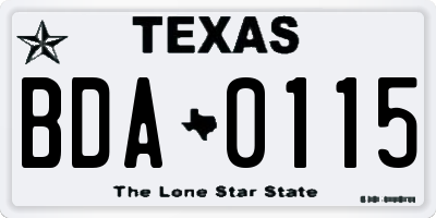 TX license plate BDA0115