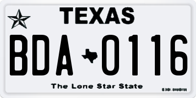 TX license plate BDA0116
